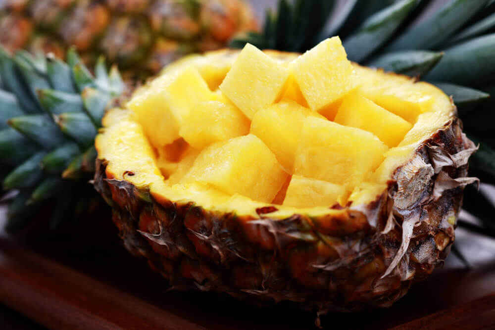 pineapple cut into pieces pineapple cut into pieces