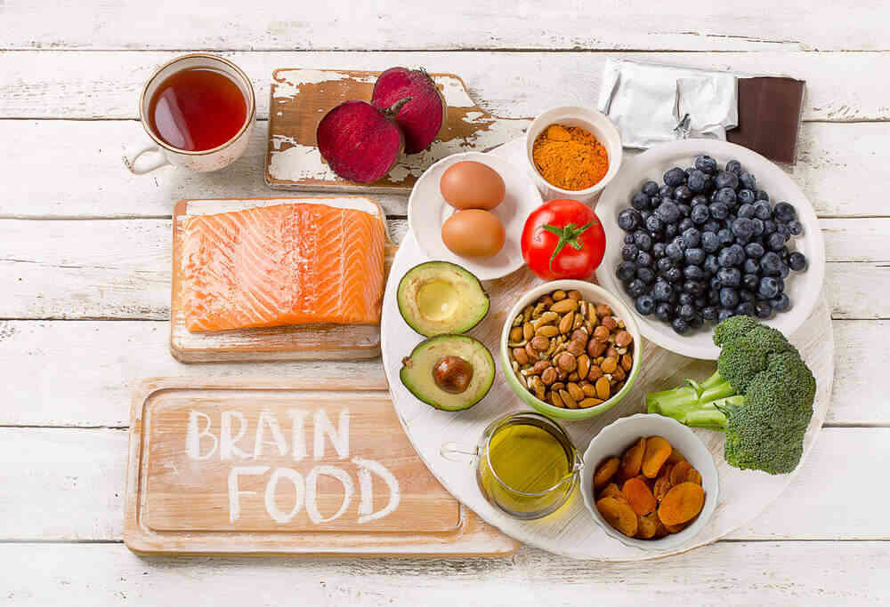 assortment of brain food on table